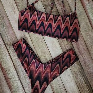 Skatie Red and Black Wave Bikini
